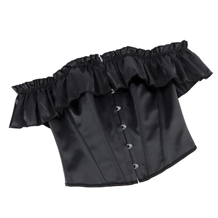 Gothic-Schulterfreies, gerüschtes, geschnürtes Überbrustkorsett für Damen