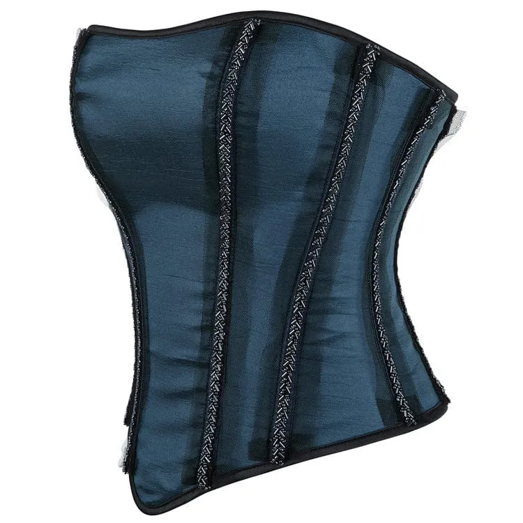 Gothic-Überbrustkorsett mit seitlichem Reißverschluss und Spitze für Damen
