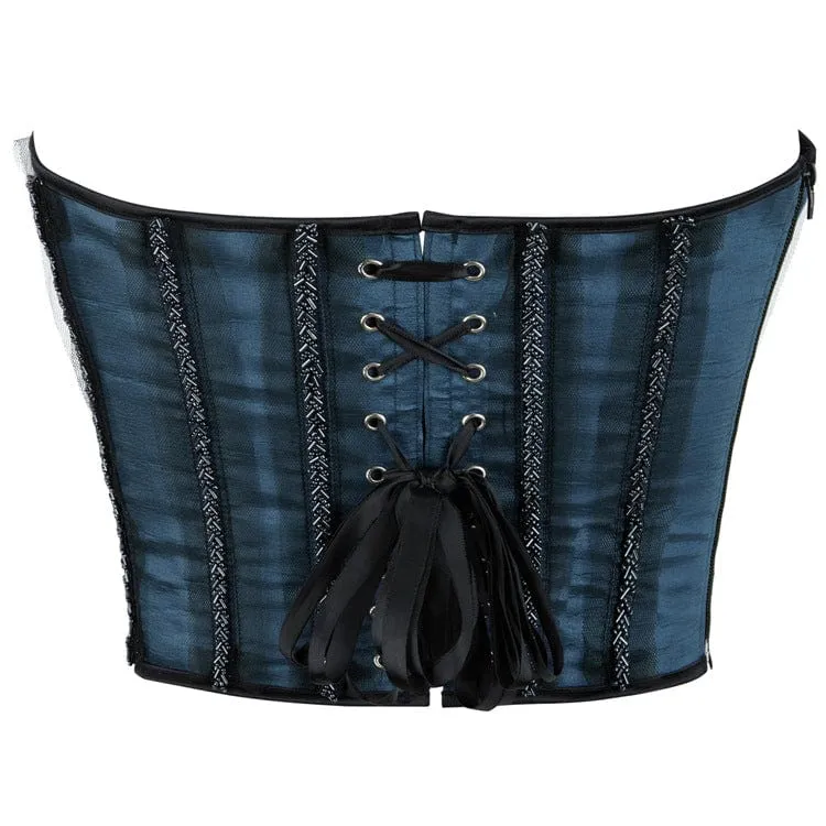 Gothic-Überbrustkorsett mit seitlichem Reißverschluss und Spitze für Damen