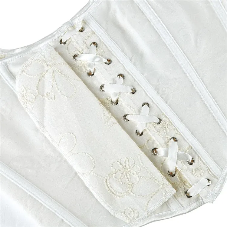 Gothic Jacquard Überbrustkorsett zum Schnüren für Damen