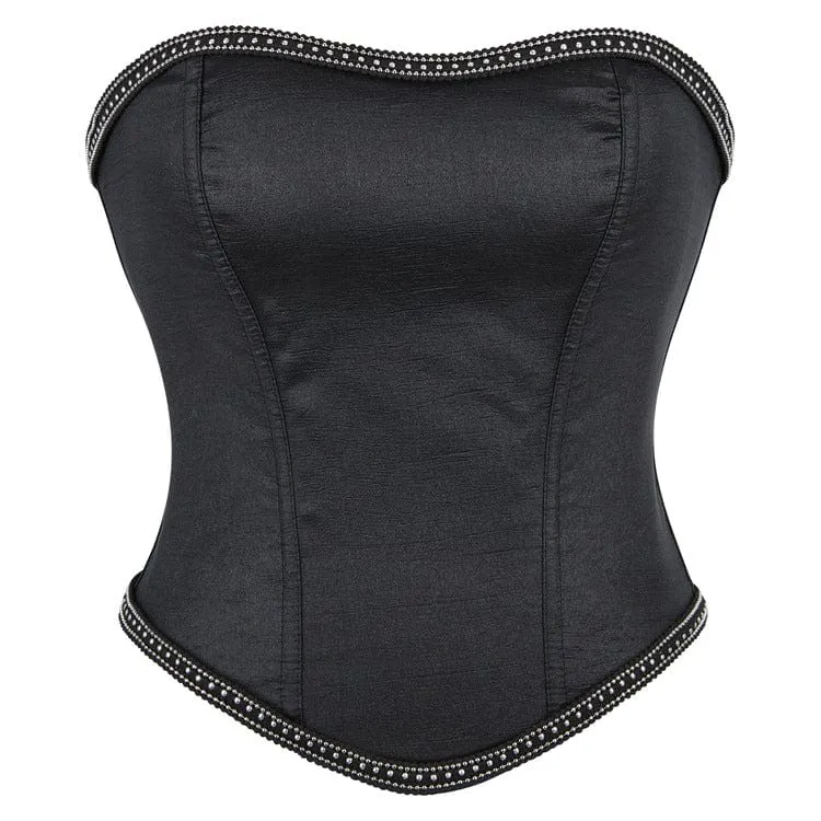 Gothic-Überbrustkorsett mit Kettenkante und Reißverschluss für Damen