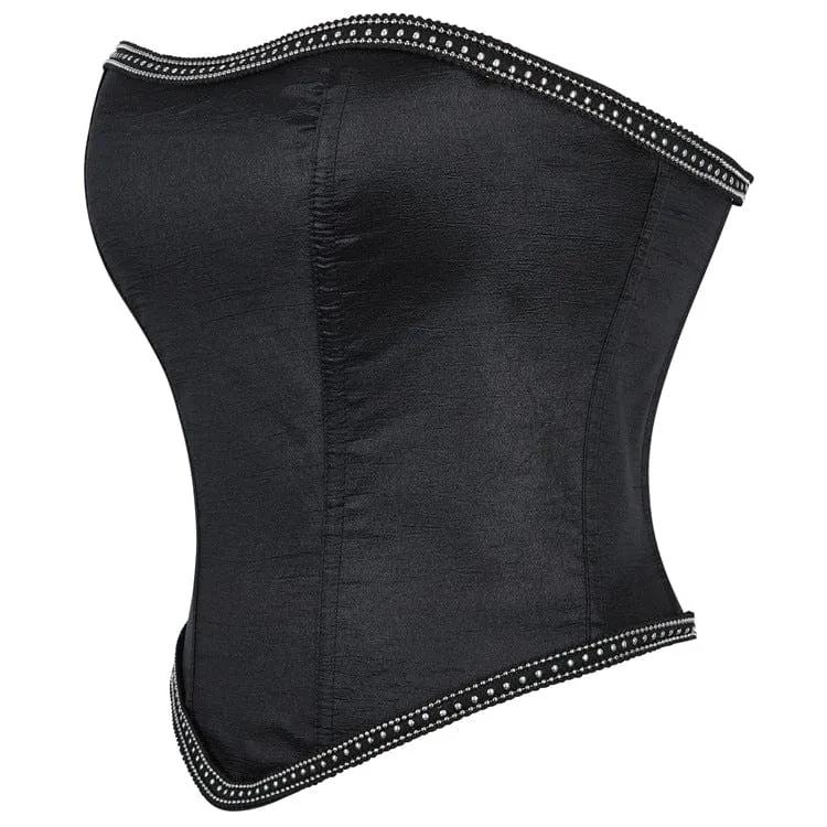 Gothic-Überbrustkorsett mit Kettenkante und Reißverschluss für Damen
