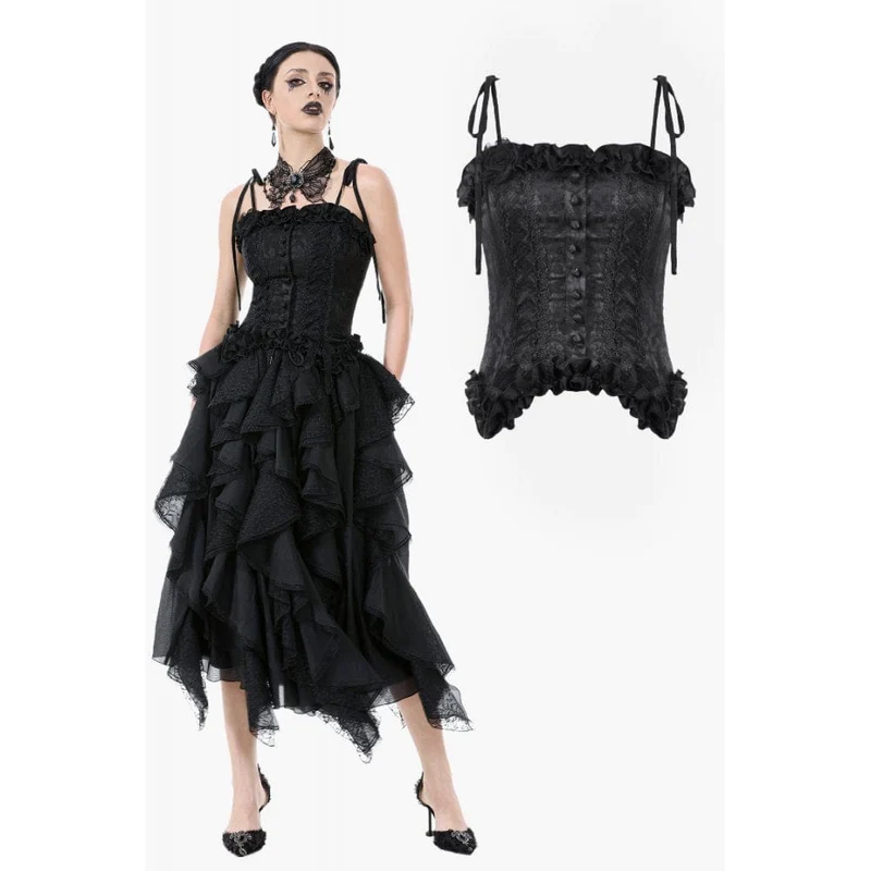 Gothic-Blumen-Jacquard-Tanktop für Damen