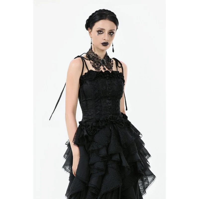 Gothic-Blumen-Jacquard-Tanktop für Damen