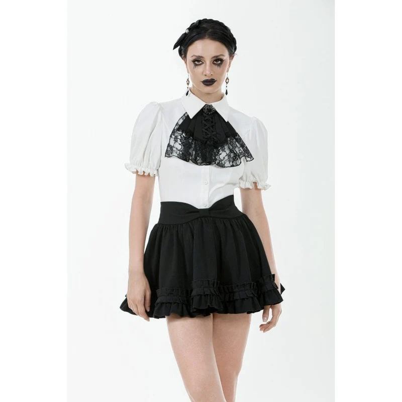 Gothic-Hemd mit Puffärmeln und Spitzenfliege für Damen