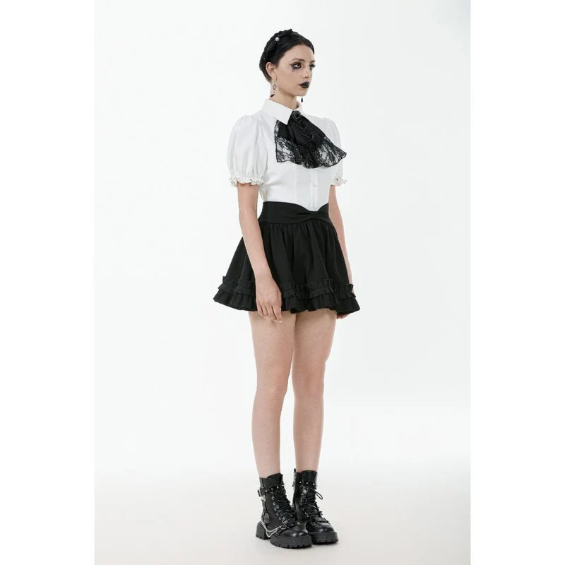 Gothic-Hemd mit Puffärmeln und Spitzenfliege für Damen