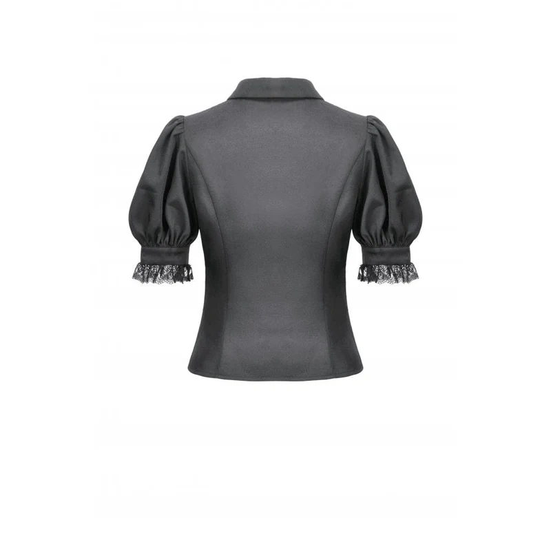 Gothic-Hemd mit Puffärmeln und Spitzenkrawatte für Damen