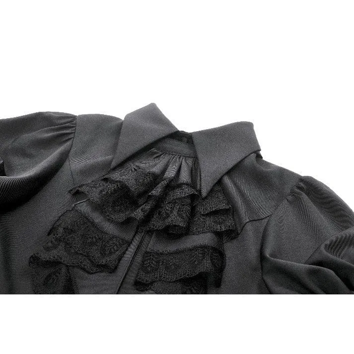 Gothic-Hemd mit Puffärmeln und Spitzenkrawatte für Damen