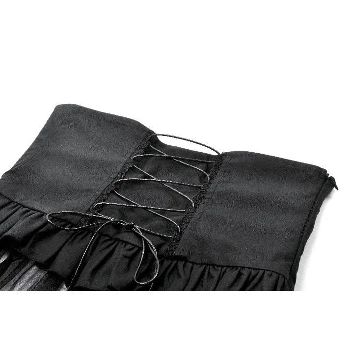 Punk-Rock mit hoher Taille und Schnürung im High/Low-Mesh-Stil für Damen