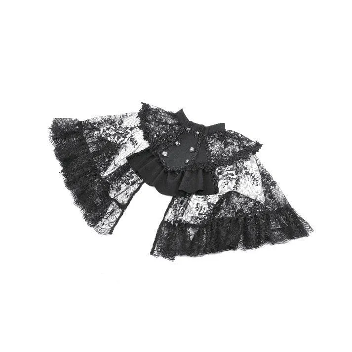 Gothic-Zweireiher-Cape mit Blumenspitze für Damen