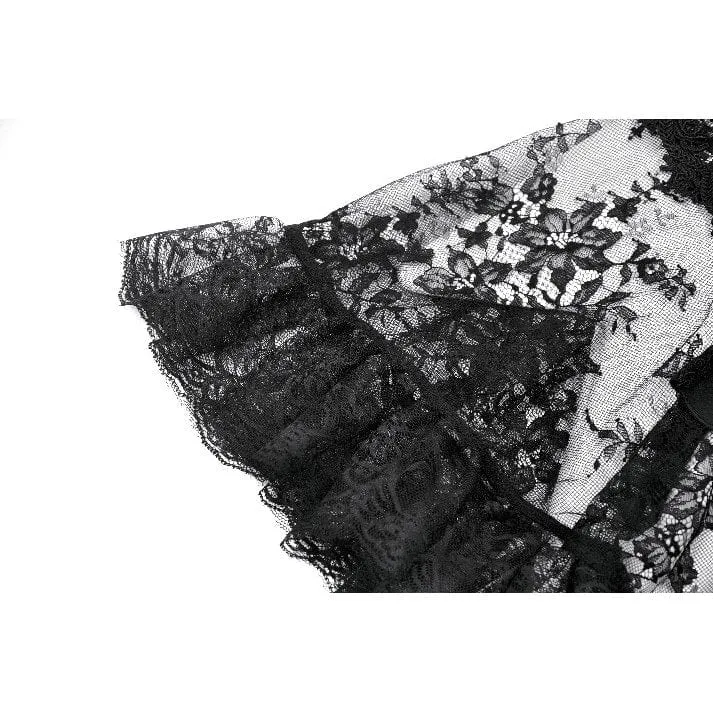 Gothic-Zweireiher-Cape mit Blumenspitze für Damen
