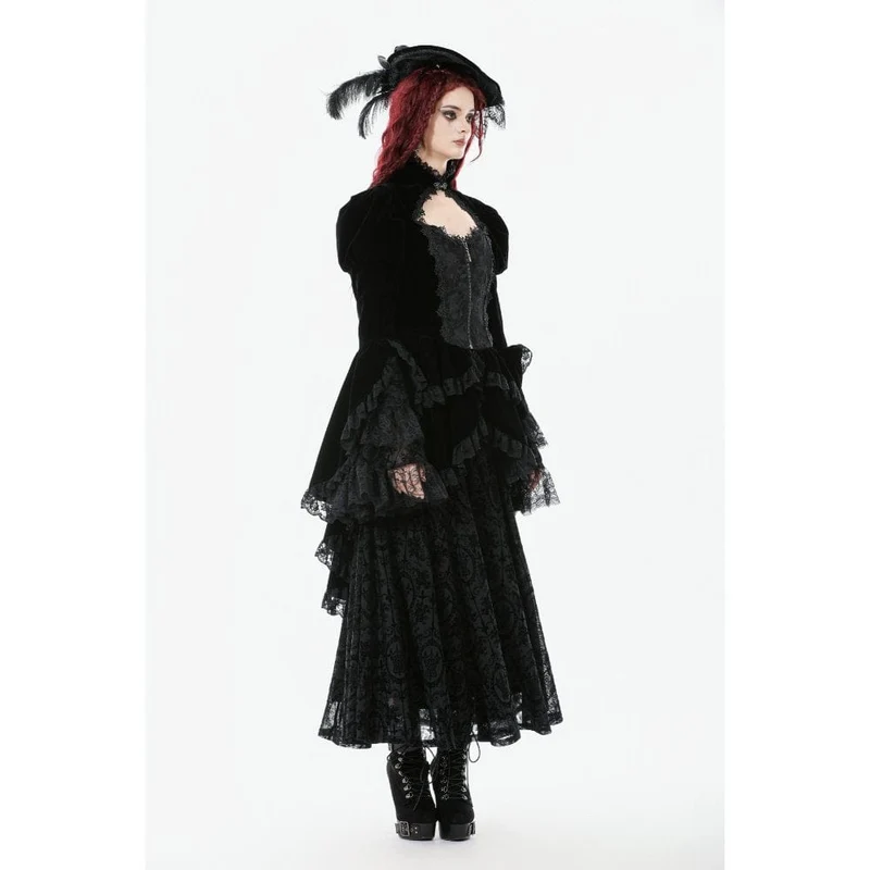 Gothic-Jacke für Damen mit Rüschen, Stufensaum, hohen und niedrigen Puffärmeln