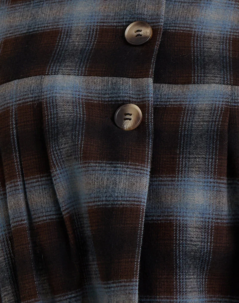 Harana Kragenjacke in blauem und braunem Karo