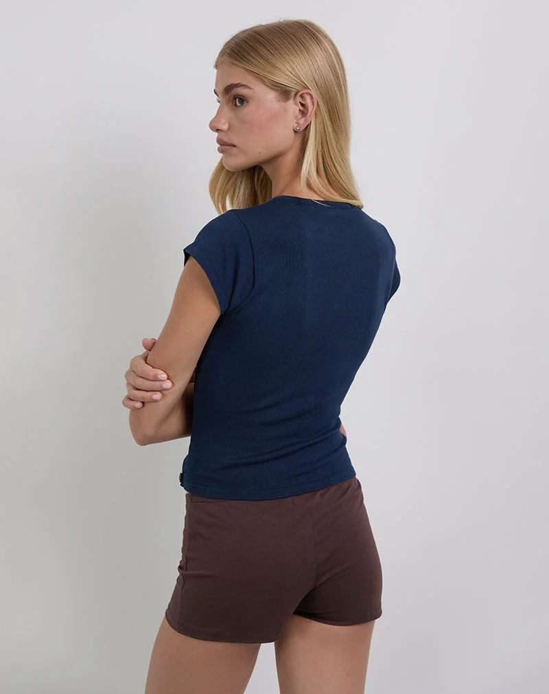 Elyra Asymmetrisches Oberteil aus Strick in Navy