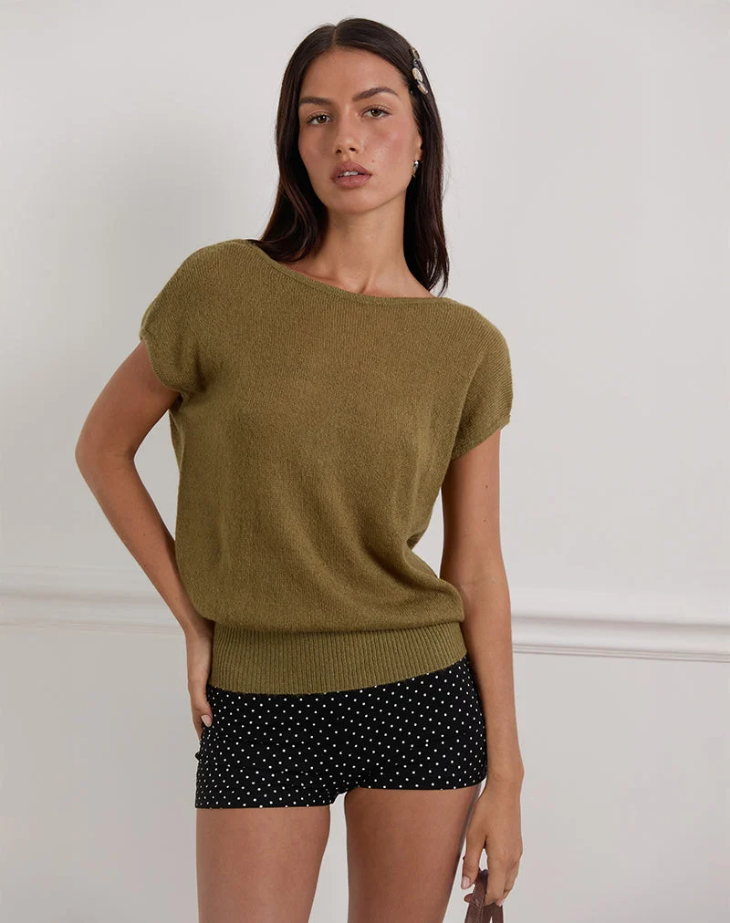 Sinda Scoopback Oberteil in Knit Olive