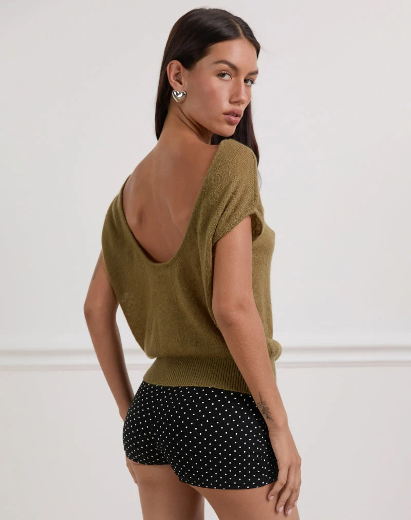 Sinda Scoopback Oberteil in Knit Olive