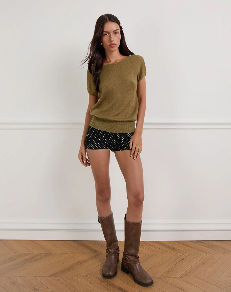 Sinda Scoopback Oberteil in Knit Olive