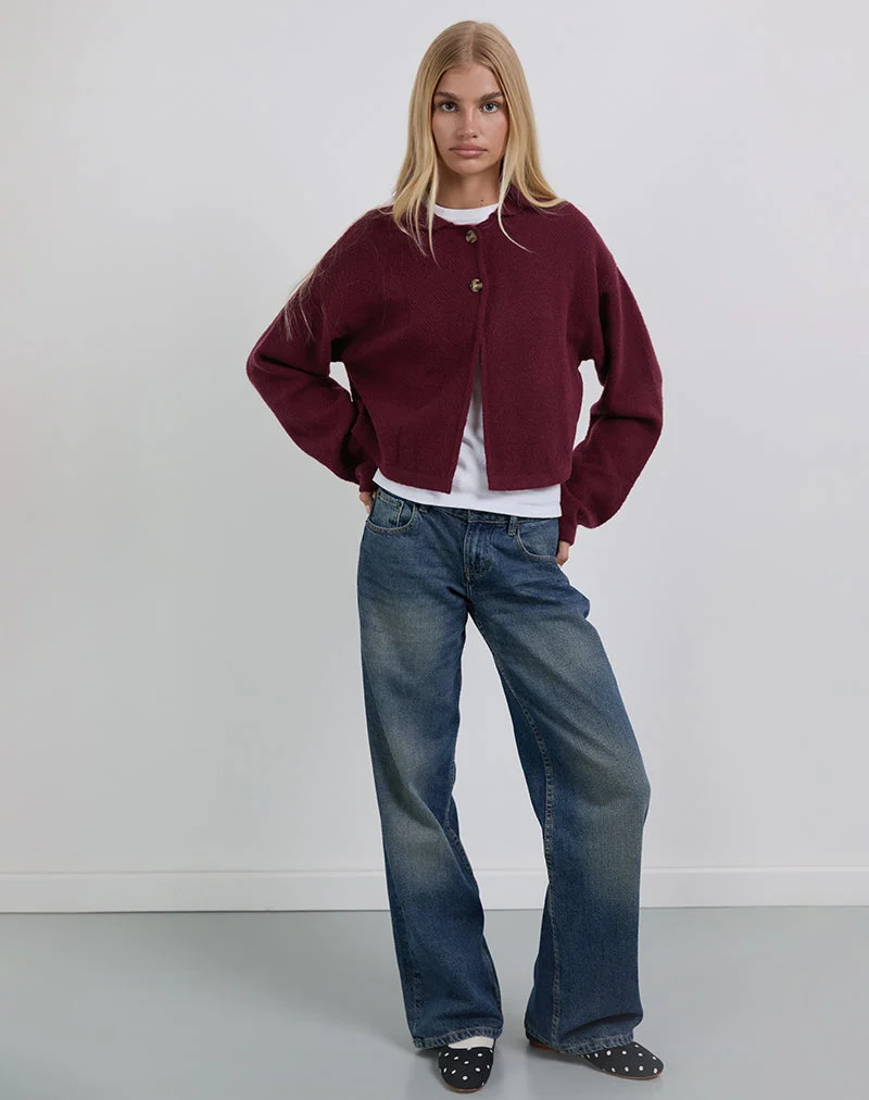 Merril Strickjacke mit Kragen aus Weinstrick