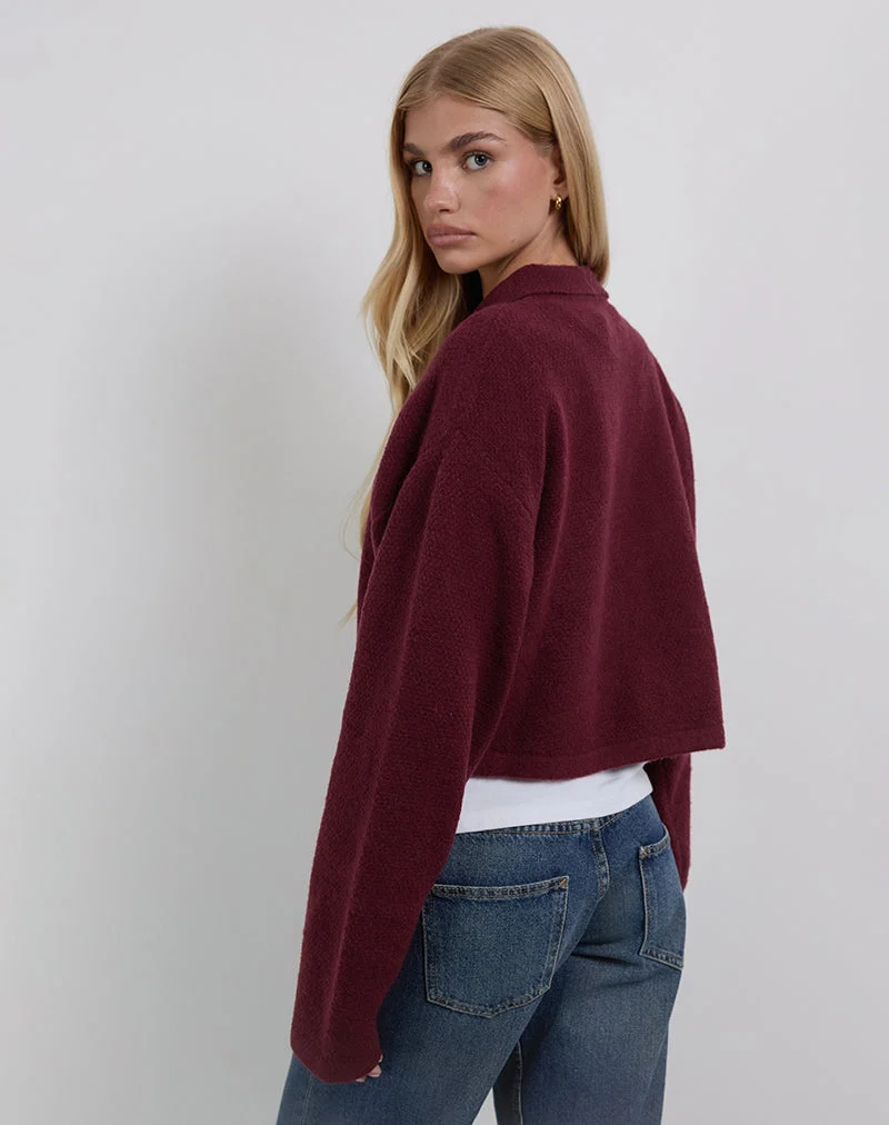 Merril Strickjacke mit Kragen aus Weinstrick