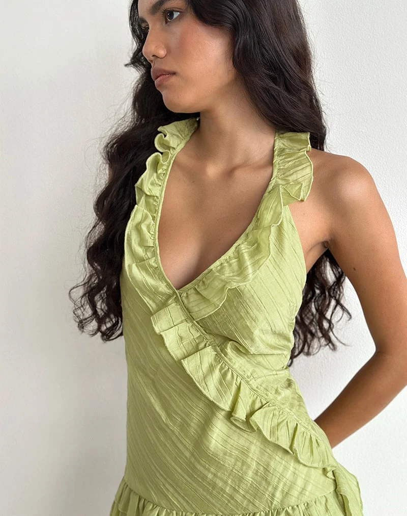 Lorena Minikleid aus Chiffonstreifen Grün