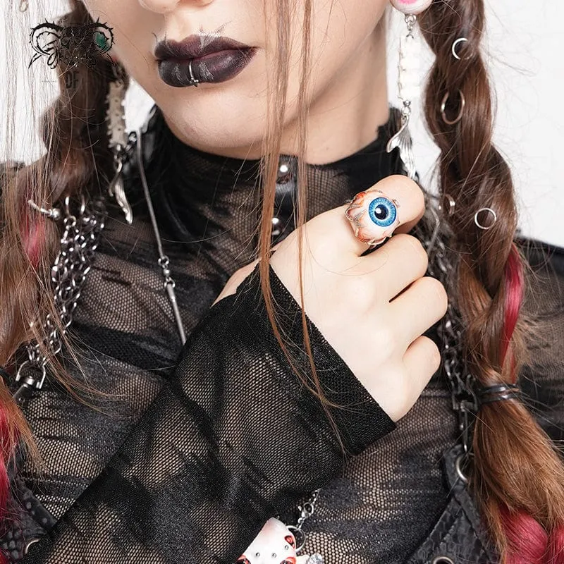 Punk-Ring mit blauem Augapfel für Damen