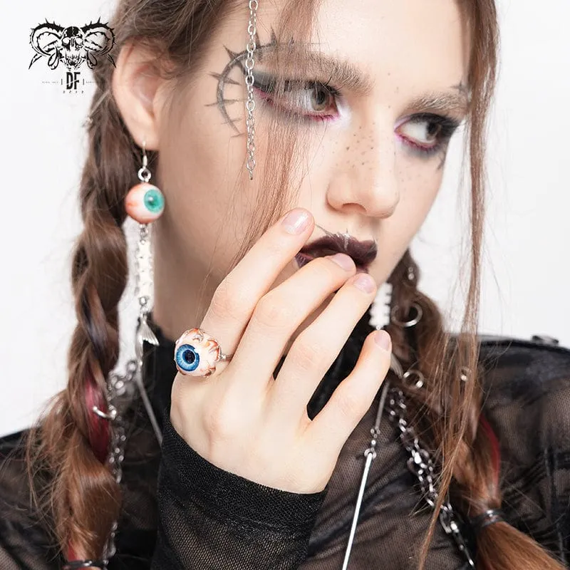 Punk-Ring mit blauem Augapfel für Damen