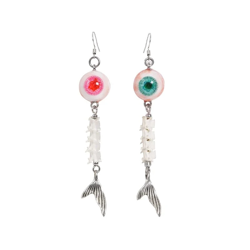 Punk-Fischschwanz-Augapfel-Ohrringe für Damen