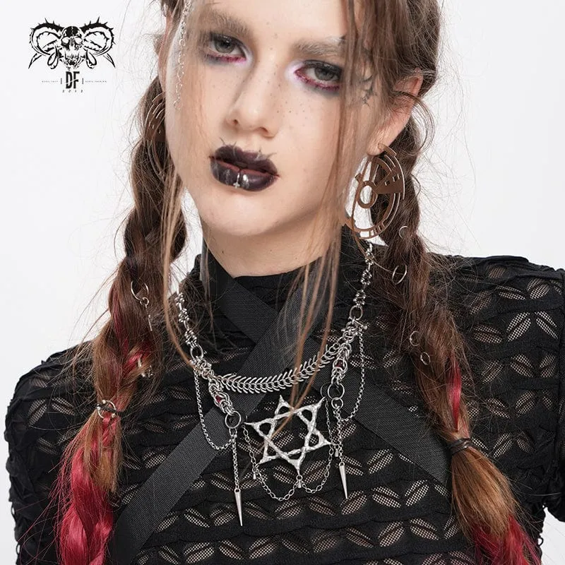 Damen Punk Kette Hexagramm Fischgräten Halskette