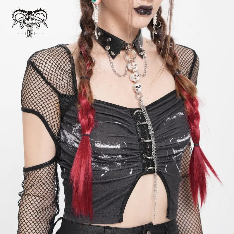 Damen Punk Totenkopf Nieten Kette Choker