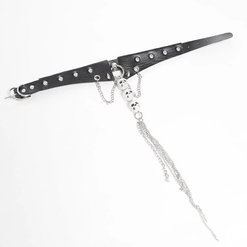 Damen Punk Totenkopf Nieten Kette Choker