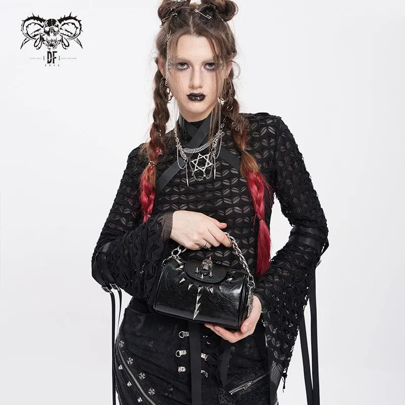Damen Punk Totenkopf Nieten Kette Tasche
