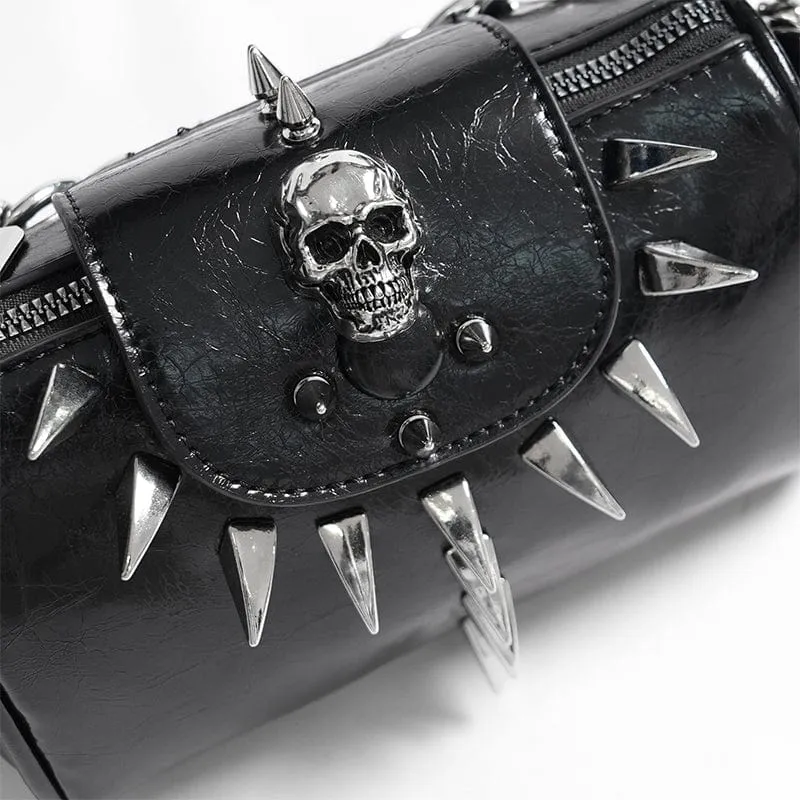 Damen Punk Totenkopf Nieten Kette Tasche