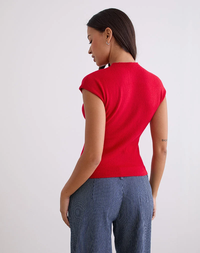 Hanuva-Top in Rot gestrickt