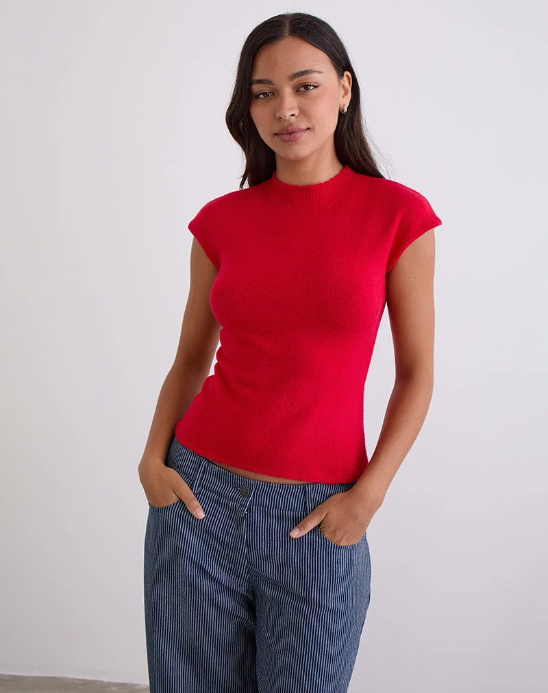 Hanuva-Top in Rot gestrickt