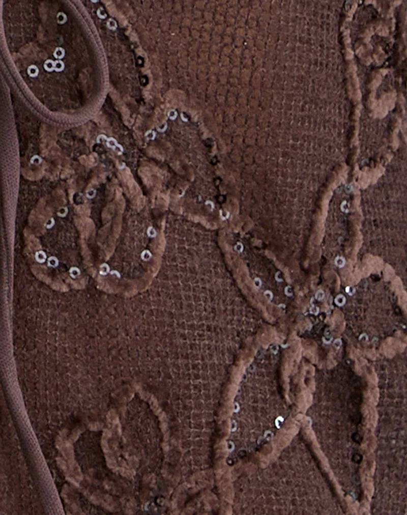 Sukita Strickjacke aus Paillettenstrick Dunkelbraun
