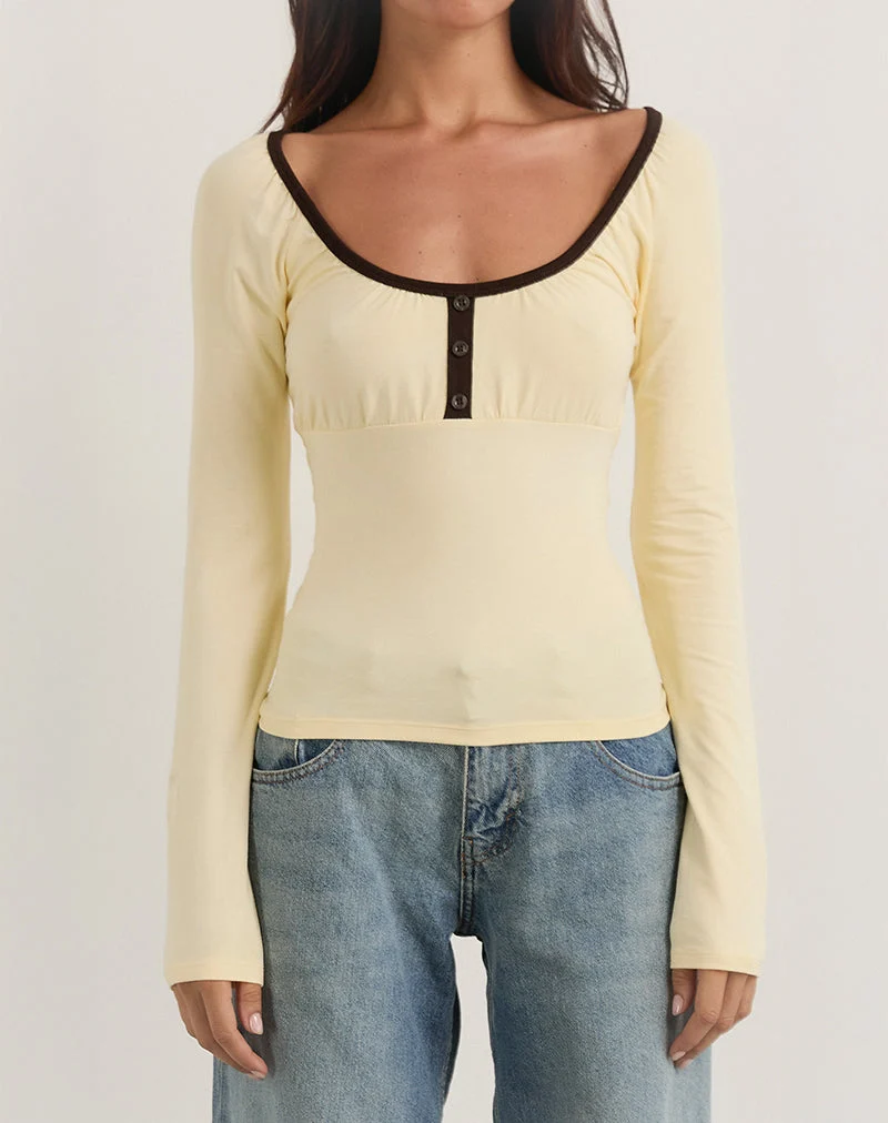Shou Top in Buttermilch mit brauner Bindung