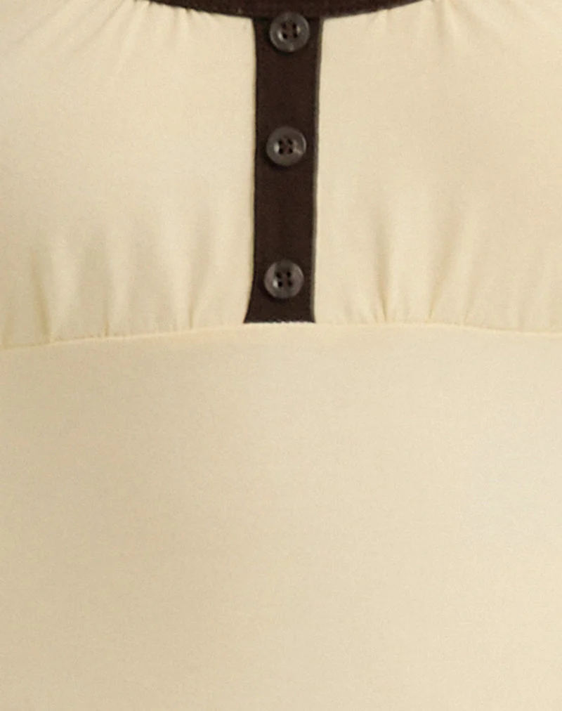 Shou Top in Buttermilch mit brauner Bindung