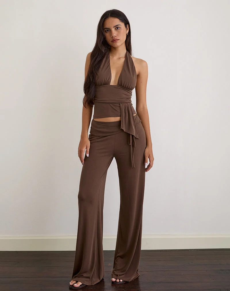 Donata-Hose aus Cupro Dunkelbraun