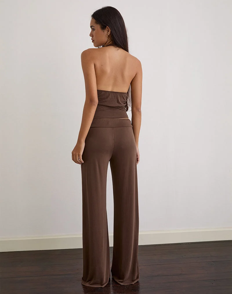 Donata-Hose aus Cupro Dunkelbraun