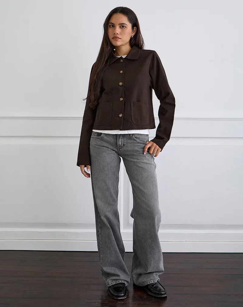 Calva Boxy Jacke in Schokoladenbraun