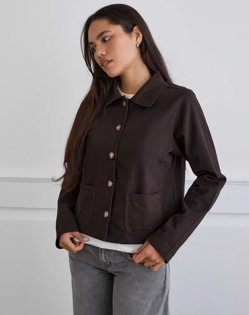 Calva Boxy Jacke in Schokoladenbraun