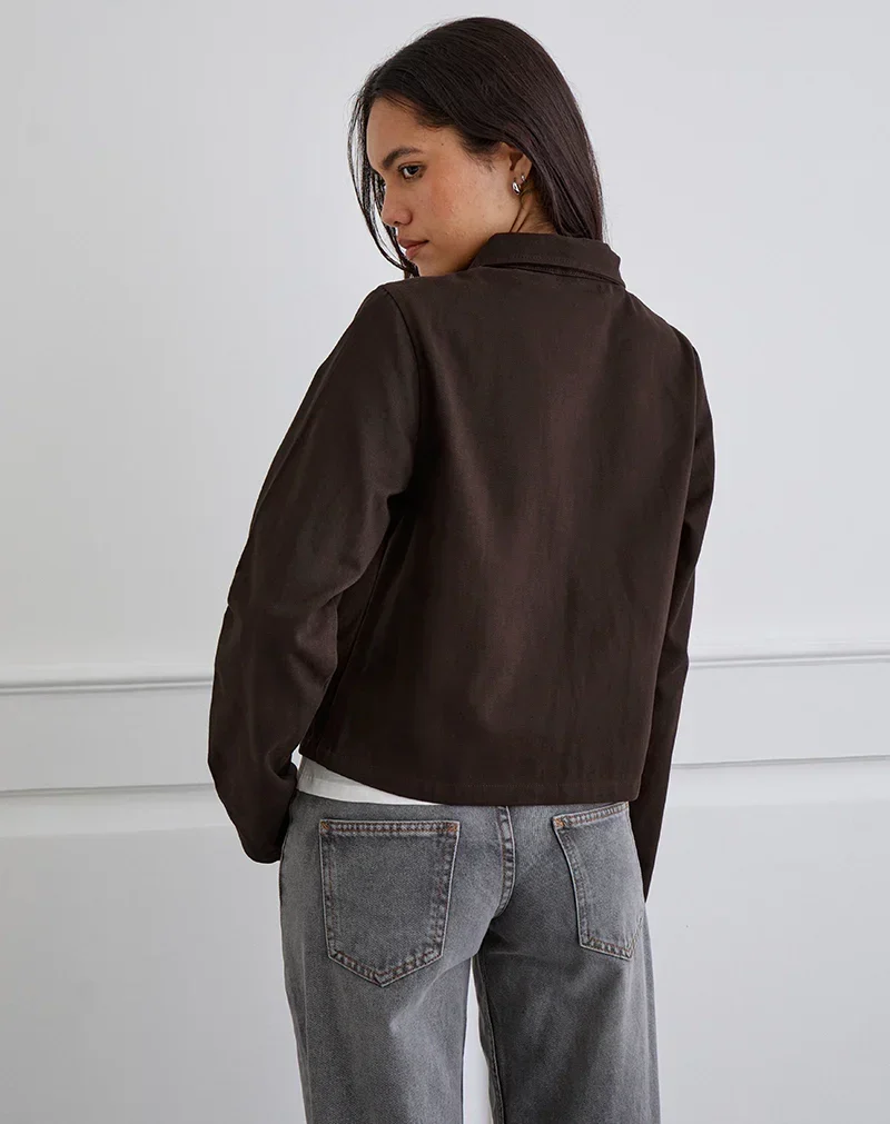 Calva Boxy Jacke in Schokoladenbraun