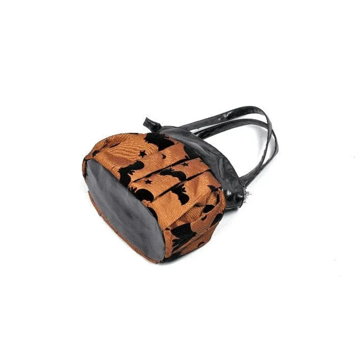 Damen Gothic Fledermaus Stern Mond Muster Kürbisförmige Handtasche
