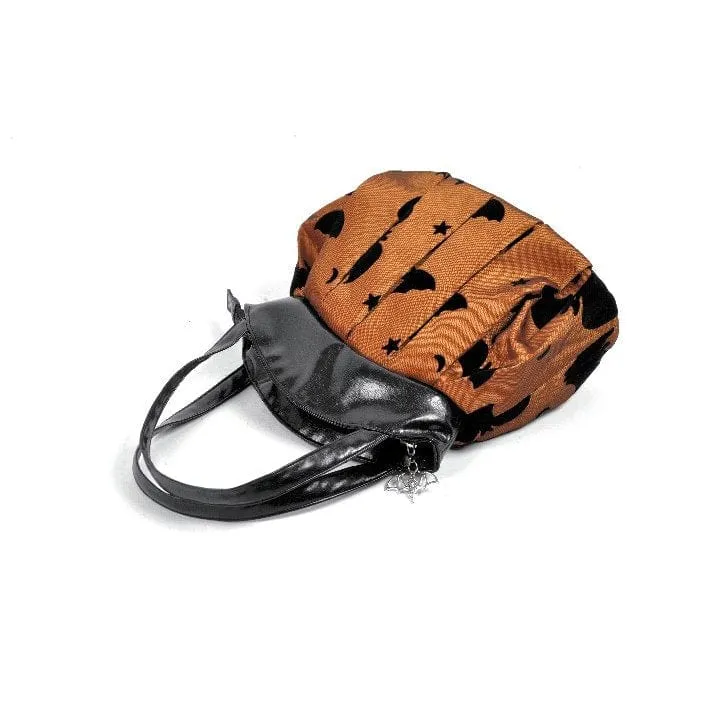 Damen Gothic Fledermaus Stern Mond Muster Kürbisförmige Handtasche