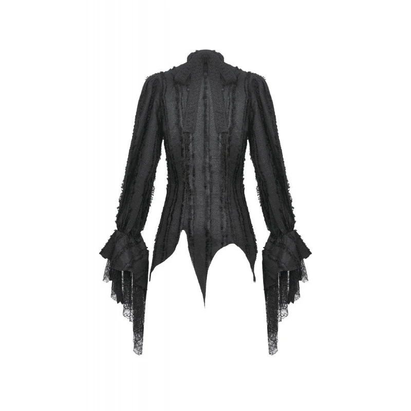 Gothic-Hemd mit unregelmäßigen, ungesäumten Puffärmeln für Damen