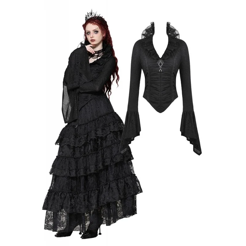 Gothic Mesh Diamond Langarmshirt für Damen