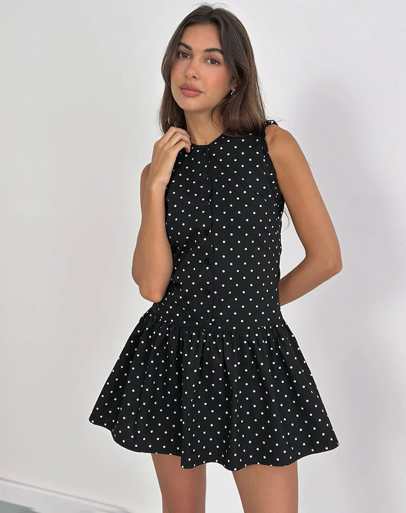 Yadara Minikleid in Polka Schwarz