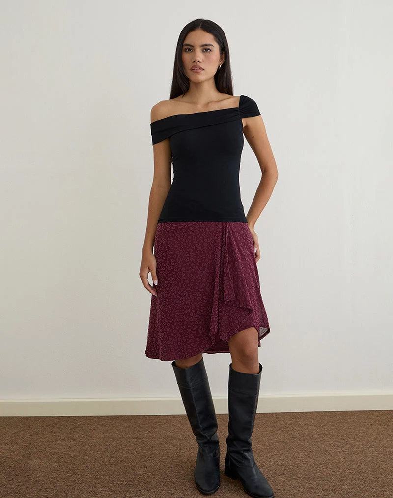Cuthbe schulterfreies Twist-Top in Schwarz