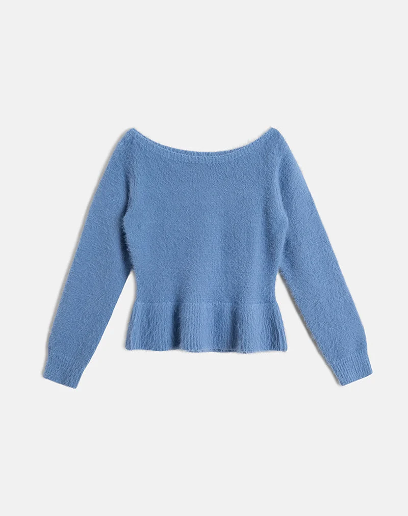 Mizuki Top aus Strick in staubigem Blau