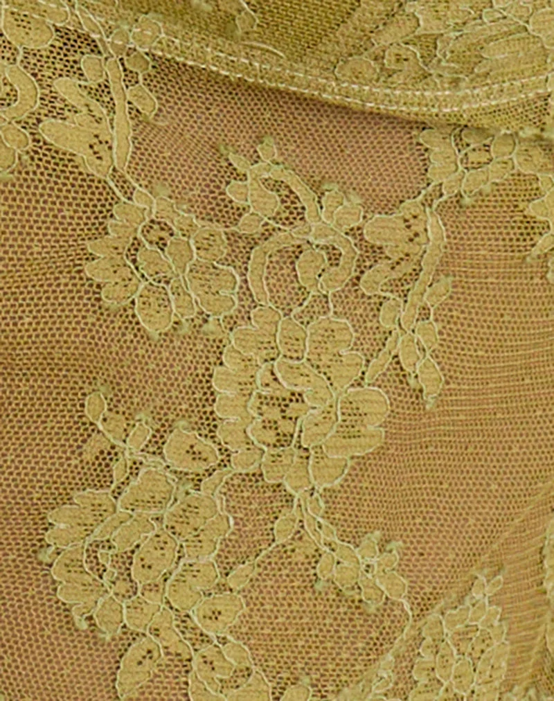 Kaika Plunge Cami Top in Wimpernspitze Chartreuse